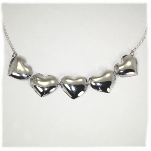 Sterling silver 5 heart necklace